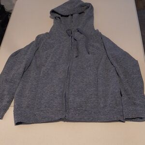 Heathered Grey Outside/ Blue Inside Full-Zip Hooded Sweater XL 4 Pockets